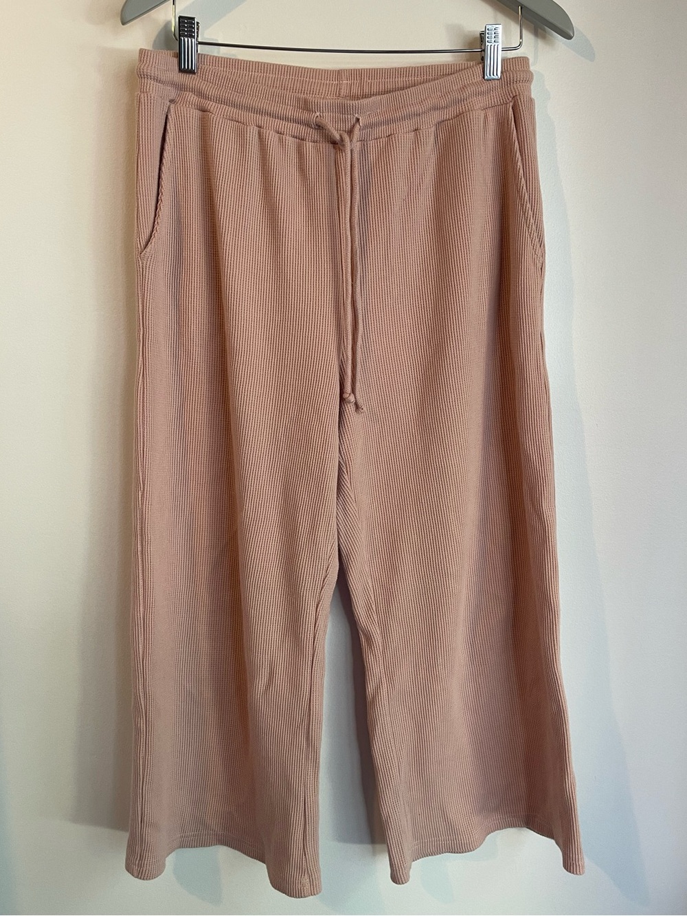 RD Style Dusty Pink Waffle Knit Wide Leg Pants L